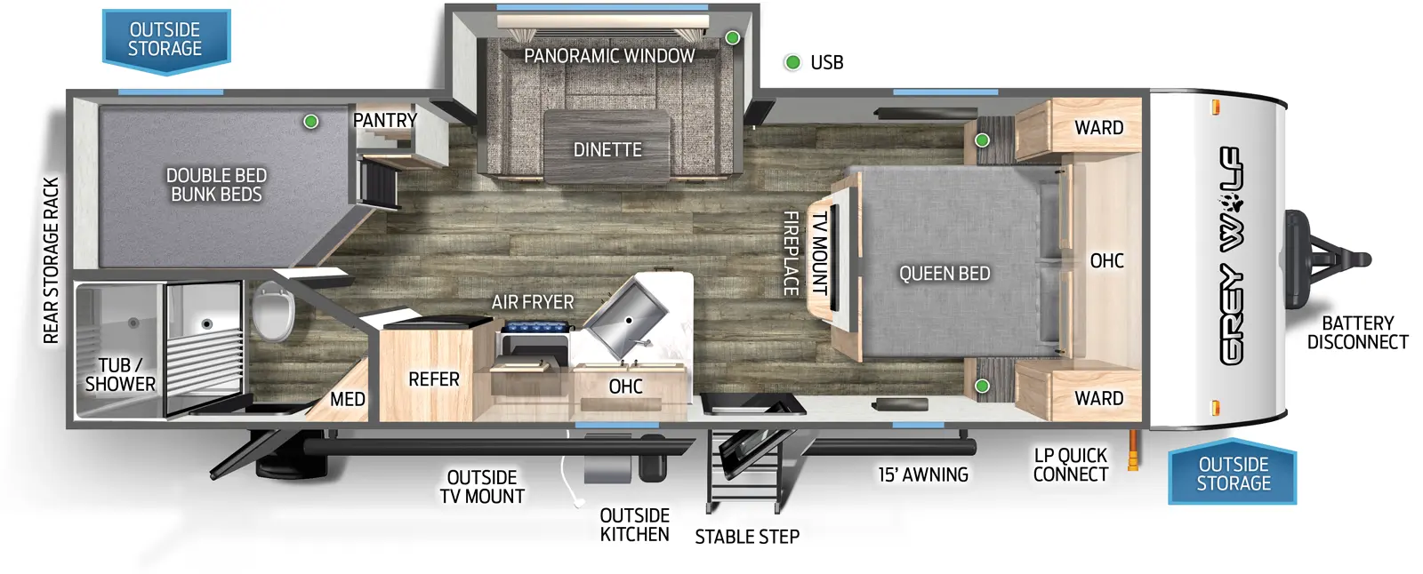 Grey Wolf 23DBH Floorplan